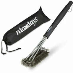Relaxdays Brosse Pour Barbecue En Inox Brosse Grill Nettoyage En Acier BBQ 45 Cm, Noir