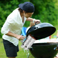 Relaxdays Cheminée D’allumage Charbon En Acier Allume Feu Cheminée Barbecue Grill HxD: 27 X 16 Cm, Grill Starter, Argent -Accessoires de barbecue Soldes 10377880 3