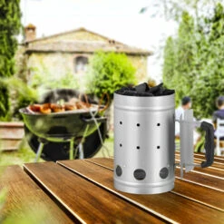 Relaxdays Cheminée D’allumage Charbon En Acier Allume Feu Cheminée Barbecue Grill HxD: 27 X 16 Cm, Grill Starter, Argent -Accessoires de barbecue Soldes 10377880 5