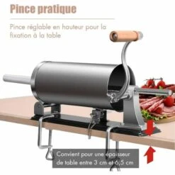 COSTWAY Machine à Saucisse Poussoir à Saucisse 4 Tubes Différantes Viande Hachée En Acier Inoxydable Hachoir à Viande Manuel 3 , 6 L -Accessoires de barbecue Soldes 11725639 3