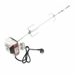 WILTEC Broche BBQ 97cm 230V En Acier Affiné 2 Fourches Incluses Broches Grillade Rôtisserie Grill