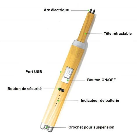FISHTEC SOLDELA® Briquet Rechargeable USB - Arc Impulsion Eléctrique - Motif Bois 3 FISHTEC SOLDELA® Briquet Rechargeable USB - Arc Impulsion Eléctrique - Motif Bois – Image 3
