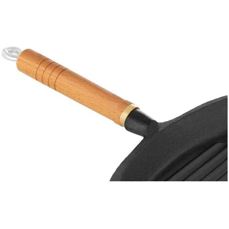 ROYAL CATERING Poêle À Frire Carrée En Fonte À Grill Nervuré Manche Bois Bord 1 8 Cm 25X25 Cm - Noir 4 ROYAL CATERING Poêle À Frire Carrée En Fonte À Grill Nervuré Manche Bois Bord 1 8 Cm 25X25 Cm - Noir – Image 4