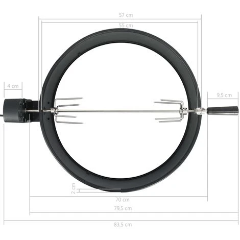 VidaXL Kit D'anneau De Rôtissoire De Barbecue 57 Cm Noir - Noir 5 VidaXL Kit D'anneau De Rôtissoire De Barbecue 57 Cm Noir - Noir – Image 5