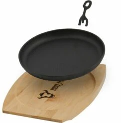 BBQ-Toro Poêle De Service Avec Sous-plat En Bois | Ø 22 Cm | Poêle à Griller