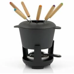 BBQ-Toro Service à Fondue En Fonte | Noir, Déjà Brûlé | 1 Litre, Pour 6 Personnes