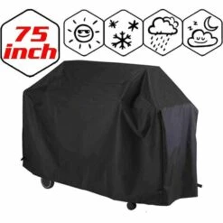 LANGRAY Housse Barbecue, Bache Barbecue, Couverture Imperméable De Barbecue, Couvercle De Gril, Bache De Protection BBQ Anti-UV/Anti-l'eau/Anti-l'humidité - 190x71x117cm - Noir