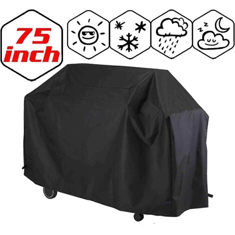 LANGRAY Housse Barbecue, Bache Barbecue, Couverture Imperméable De Barbecue, Couvercle De Gril, Bache De Protection BBQ Anti-UV/Anti-l'eau/Anti-l'humidité - 190x71x117cm - Noir 1 LANGRAY Housse Barbecue, Bache Barbecue, Couverture Imperméable De Barbecue, Couvercle De Gril, Bache De Protection BBQ Anti-UV/Anti-l'eau/Anti-l'humidité - 190x71x117cm - Noir