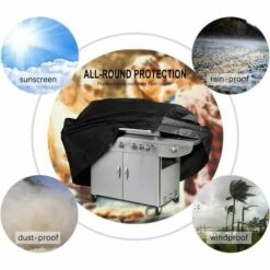 LANGRAY Housse De Barbecue Résistante En Tissu Oxford Imperméable Et Coupe-Vent Résistant à La Décoloration Pour Barbecue Weber, Brinkmann Et La Plupart Des étagères De Barbecue. 145 X 61 X 117 Cm. -Accessoires de barbecue Soldes 23537991 3