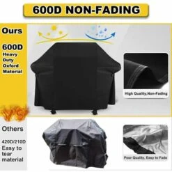 BEARSU Housse Barbecue, Bache Barbecue Exterieur 100% Impermeable - Housse Pour Barbecue 600D Tissu Oxford Ne Se Décolore Pas Bâche Barbecue Housse Plancha Pour Weber Char Broil (152x124x75CM) -Accessoires de barbecue Soldes 25029447 4
