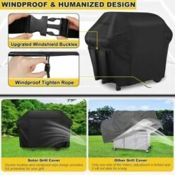 BEARSU Housse Barbecue, Bache Barbecue Exterieur 100% Impermeable - Housse Pour Barbecue 600D Tissu Oxford Ne Se Décolore Pas Bâche Barbecue Housse Plancha Pour Weber Char Broil (152x124x75CM) -Accessoires de barbecue Soldes 25029447 5