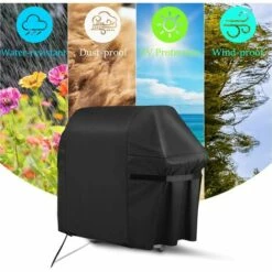 BEARSU Housse Barbecue, Bache Barbecue Exterieur 100% Impermeable - Housse Pour Barbecue 420D Tissu Oxford Ne Se Décolore Pas Bâche Barbecue Housse Plancha Pour Weber Char Broil (122 Cm * 147 Cm * 61 Cm) -Accessoires de barbecue Soldes 25989344 5