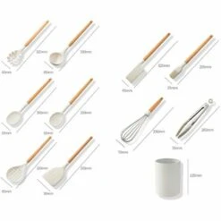 ASUPERMALL Batterie De Cuisine En Silicone De 10, Batterie De Cuisine Antiadhésive Résistante à La Chaleur Avec Manche En Bois, Y Compris Seau De Rangement 8 ASUPERMALL Batterie De Cuisine En Silicone De 10, Batterie De Cuisine Antiadhésive Résistante à La Chaleur Avec Manche En Bois, Y Compris Seau De Rangement -Accessoires de barbecue Soldes 27737076 4