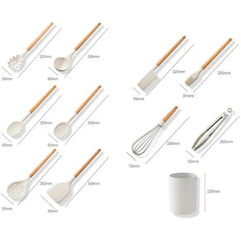 ASUPERMALL Batterie De Cuisine En Silicone De 10, Batterie De Cuisine Antiadhésive Résistante à La Chaleur Avec Manche En Bois, Y Compris Seau De Rangement 4 ASUPERMALL Batterie De Cuisine En Silicone De 10, Batterie De Cuisine Antiadhésive Résistante à La Chaleur Avec Manche En Bois, Y Compris Seau De Rangement â Image 4