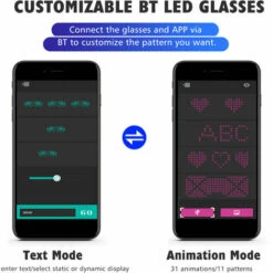 HAPPYSHOPPING SL004 Lunettes Lumineuses LED Polychromes Connexion Bluetooth / 31 Types D'animation / Texte DIY / Mode Musique -Accessoires de barbecue Soldes 28001002 3