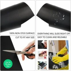 LangRay Tapis De Cuisson Barbecue, Set De 6 Feuille De Cuisson Pour Barbecue Et Four - 40*33 Cm Anti-adhérent De BBQ Et Feuilles De Cuisson Réutilisable Pour Les Barbecue à Gaz, Charbon Ou électriques - Noir -Accessoires de barbecue Soldes 28210233 4