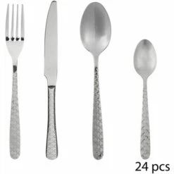 SECRET DE GOURMET Ménagère 24 Pièces Flora - Inox - 17 X 27,5 - Argent