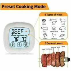 THSINDE Thermomètre De Cuisine Numérique, Avec Sonde Grand Écran LCD Minuteur Et Température Préréglée Thermomètres Pour Cuisson Au Four, Le Barbecue Et La Viande -Accessoires de barbecue Soldes 28922517 4