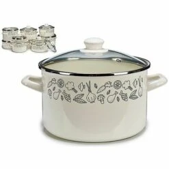 HOME Marmite Avec Couvercle Acier émaillé (0.016 L) (33,6 X 21,5 X 25,8 Cm)