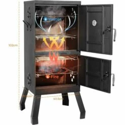 FIXKIT Barbecue à Charbon ;barbecue Fumeur Baril Fumant Gril Avec Thermomètre Et Poignée, Pour 5-10 Personnes, Pour Le Camping Et La Garden-party, 102 * 40.5 * 37.5 Cm, Grande Capacité, Noir, Carré -Accessoires de barbecue Soldes 29551754 3