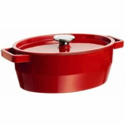 Pyrex 4936879 Cocotte Ovale 3,8 L Rouge Slow Cook Fonte D'Acier