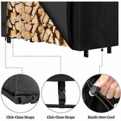 Amagabeli, Grande Capacité 122cm X 61cm X 107cm 600D ,Oxford Couvercle De Support De Bois De Chauffage, étanche Extérieur Housse De Protection ,pour Porte-bûches De Bois De Chauffage ,Résistant Aux UV -Accessoires de barbecue Soldes 30042607 4