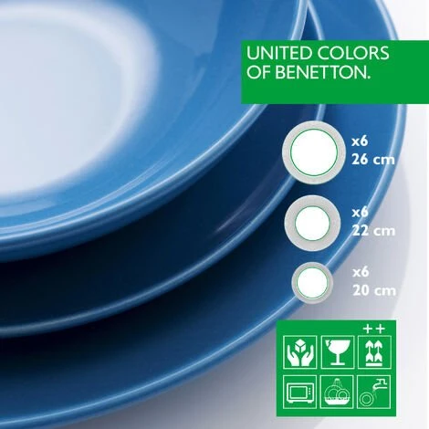 CASA BENETTON 18 PIÈCES DE VAISSELLE CÉRAMIQUE, BLEU - Bleu 3 CASA BENETTON 18 PIÈCES DE VAISSELLE CÉRAMIQUE, BLEU - Bleu – Image 3