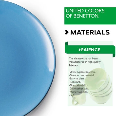 CASA BENETTON 18 PIÈCES DE VAISSELLE CÉRAMIQUE, BLEU - Bleu 4 CASA BENETTON 18 PIÈCES DE VAISSELLE CÉRAMIQUE, BLEU - Bleu – Image 4