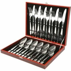 YONGQING Vaisselle Couverts 24 Pièces Couverts En Acier Inoxydable Pour 6 Personnes - Argent