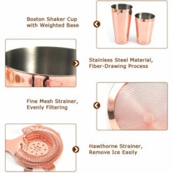 ASUPERMALL 11 Pcs Cocktail Shaker Set Avec Boston Shaker Cup Kit De Mixologie De Cocktail En Acier Inoxydable, Black Gun 11 Pcs - Black Gun 11 Pcs -Accessoires de barbecue Soldes 33507534 3