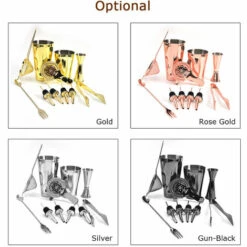 ASUPERMALL 11 Pcs Cocktail Shaker Set Avec Boston Shaker Cup Kit De Mixologie De Cocktail En Acier Inoxydable, Black Gun 11 Pcs - Black Gun 11 Pcs -Accessoires de barbecue Soldes 33507534 4