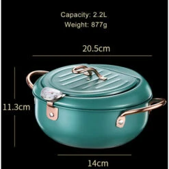 HAPPYSHOPPING Friteuse Tempura Domestique Japonaise A Controle De Temperature Friteuse En Acier Inoxydable 20cm Avec Thermometre, Argent - Argent -Accessoires de barbecue Soldes 34608827 3