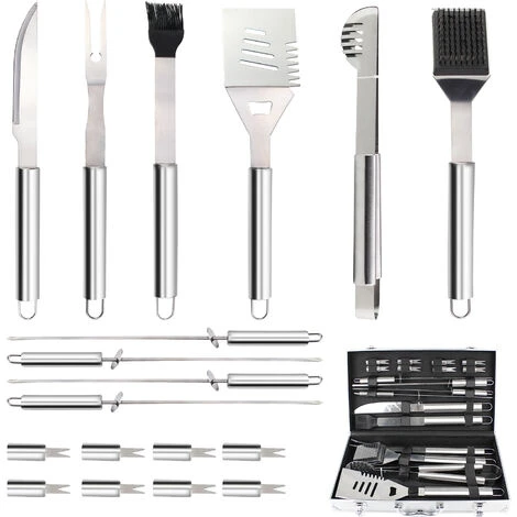 TODECO 18 Pcs Ustensiles Barbecue,Kit Barbecue En Acier Inoxydable, Outils Barbecue PortableMallette En Aluminium, Matériau: Alliage En Aluminium 1 TODECO 18 Pcs Ustensiles Barbecue,Kit Barbecue En Acier Inoxydable, Outils Barbecue PortableMallette En Aluminium, Matériau: Alliage En Aluminium