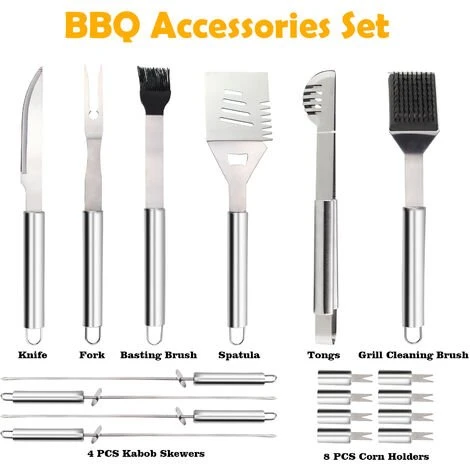 TODECO 18 Pcs Ustensiles Barbecue,Kit Barbecue En Acier Inoxydable, Outils Barbecue PortableMallette En Aluminium, Matériau: Alliage En Aluminium 3 TODECO 18 Pcs Ustensiles Barbecue,Kit Barbecue En Acier Inoxydable, Outils Barbecue PortableMallette En Aluminium, Matériau: Alliage En Aluminium – Image 3