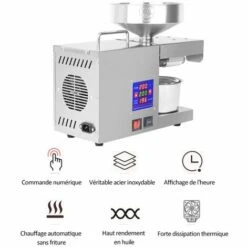 ASUPERMALL LTP333 610W Machine De Presse à Huile En Acier Inoxydable Avec Affichage Digital, Contrôle 0~300℃, 38Mm Port D'Alimentation, Convient Pour Le Soja, LArachide, Le Colza, LOlive Et Le Lin 7 ASUPERMALL LTP333 610W Machine De Presse à Huile En Acier Inoxydable Avec Affichage Digital, Contrôle 0~300℃, 38Mm Port D'Alimentation, Convient Pour Le Soja, LArachide, Le Colza, LOlive Et Le Lin -Accessoires de barbecue Soldes 35250838 3