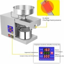 ASUPERMALL LTP333 610W Machine De Presse à Huile En Acier Inoxydable Avec Affichage Digital, Contrôle 0~300℃, 38Mm Port D'Alimentation, Convient Pour Le Soja, LArachide, Le Colza, LOlive Et Le Lin 9 ASUPERMALL LTP333 610W Machine De Presse à Huile En Acier Inoxydable Avec Affichage Digital, Contrôle 0~300℃, 38Mm Port D'Alimentation, Convient Pour Le Soja, LArachide, Le Colza, LOlive Et Le Lin -Accessoires de barbecue Soldes 35250838 5