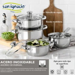 San Ignacio - Cuisine - Batterie 7 Pièces Phare Et Set 3 Poêles Ø16/Ø20/Ø24 Cm, Aluminium Pressé, Antiadhésif, Induction -Accessoires de barbecue Soldes 35327068 5