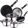 San Ignacio PK329 Set De 3 Poêles + Batterie De Cuisine 5 Pièces, Chromé