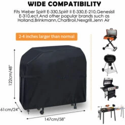 TIGA 147*61*122cm 210D Housse De Barbecue Extérieure Anti-UV Imperméable -Accessoires de barbecue Soldes 35625073 4