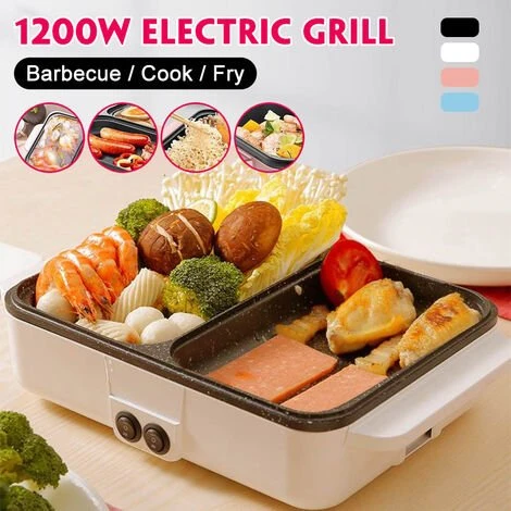 TIGA 2 En 1 Multifonction 1400W Cuisson électrique Hot Pot Cuiseur Barbecue Grill Hot Pot Nouilles ?ufs Soupe Barbecue Plaque De Gril Antiadhésive Barbecue Pan (Rose, Prise EU 220V) 3 TIGA 2 En 1 Multifonction 1400W Cuisson électrique Hot Pot Cuiseur Barbecue Grill Hot Pot Nouilles ?ufs Soupe Barbecue Plaque De Gril Antiadhésive Barbecue Pan (Rose, Prise EU 220V) â Image 3
