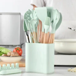 ASUPERMALL 11 Pieces Ensembles D'Ustensiles De Cuisine En Silicone Antiadhesif Resistance A La Chaleur Ensemble D'Ustensiles De Cuisine Outils, Rose - Rose -Accessoires de barbecue Soldes 35828635 4