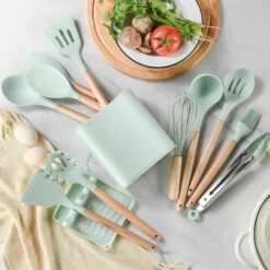 ASUPERMALL 11 Pieces Ensembles D'Ustensiles De Cuisine En Silicone Antiadhesif Resistance A La Chaleur Ensemble D'Ustensiles De Cuisine Outils, Rose - Rose -Accessoires de barbecue Soldes 35828635 5