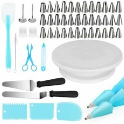 HAPPYSHOPPING 52 Pieces Multi-fonction Gateau Decoration Kit Gateau Platine Ensemble Patisserie Tube Fondant Outil Cuisine Dessert Cuisson Patisserie Fournitures,modele : 52 pieces
