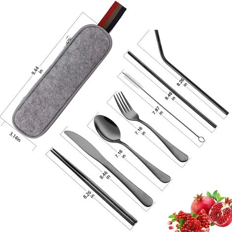 Kueatily 8 Pièces Couverts De Camping, Couverts De Table Acier Inoxydable,Voyage Avec étui Portable Acier Inoxydable Table Couverts Avec Organiseur Pour Pique-Nique Maison Cuisine école Lunch Box(Noir) 2 Kueatily 8 Pièces Couverts De Camping, Couverts De Table Acier Inoxydable,Voyage Avec étui Portable Acier Inoxydable Table Couverts Avec Organiseur Pour Pique-Nique Maison Cuisine école Lunch Box(Noir) – Image 2