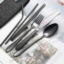 Kueatily 8 Pièces Couverts De Camping, Couverts De Table Acier Inoxydable,Voyage Avec étui Portable Acier Inoxydable Table Couverts Avec Organiseur Pour Pique-Nique Maison Cuisine école Lunch Box(Noir) 7 Kueatily 8 Pièces Couverts De Camping, Couverts De Table Acier Inoxydable,Voyage Avec étui Portable Acier Inoxydable Table Couverts Avec Organiseur Pour Pique-Nique Maison Cuisine école Lunch Box(Noir) -Accessoires de barbecue Soldes 35883507 3