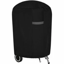 TRIOMPHE Housse De Barbecue Au Charbon Avec Grilles D’aération, Imperméable, Coupe-Vent, Anti-UV, Résistant à La Déchirure, Robuste Tissu Oxford 600D Bâche De Protection Barbecue, Rond (71x68cm) - Noir