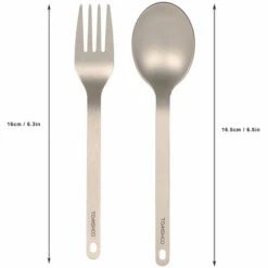 TOMSHOO Titanium Vaisselle Diner Frok Spoon Couverts Couverts Avec Sac De Rangement Mousqueton Pour La Maison Camping En Plein Air, Modele : Fourchette Et Cuillere -Accessoires de barbecue Soldes 36028421 4