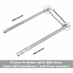 GFTIME 69785 45,7cm Brûleur De Gril En Acier Inoxydable Pour Weber Spirit I 200, Spirit E-210, E-220, Spirit S-210, S-220, Spirit II 200 Series Grils à Gaz Avec Commandes à L'avant，2013 Et Plus Récent -Accessoires de barbecue Soldes 36757748 4