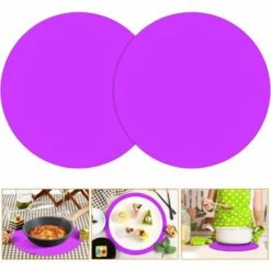 LangRay Tapis Micro-ondes Lot De 2 Silicone Tapis Four Antiadhésif Tapis Micro-ondes Plateau Tournant, 30cm Violet