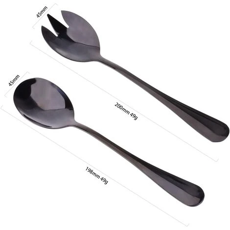 ILOVEMILAN Couverts à Salade Cuillère à Salade En Acier Inoxydable Cuillère Noire + Fourchette 2pcs 3 ILOVEMILAN Couverts à Salade Cuillère à Salade En Acier Inoxydable Cuillère Noire + Fourchette 2pcs – Image 3